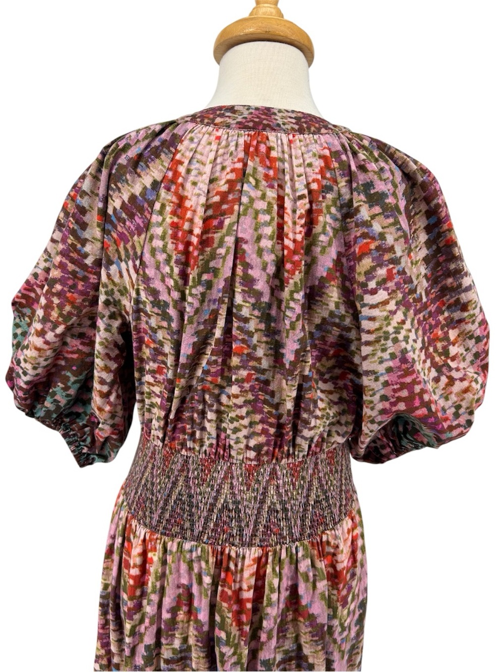 Anthropologie Conditions Apply Notch Neck Zig Zag Printed Puff-Sleeve Mini Dress - Picture 9 of 13